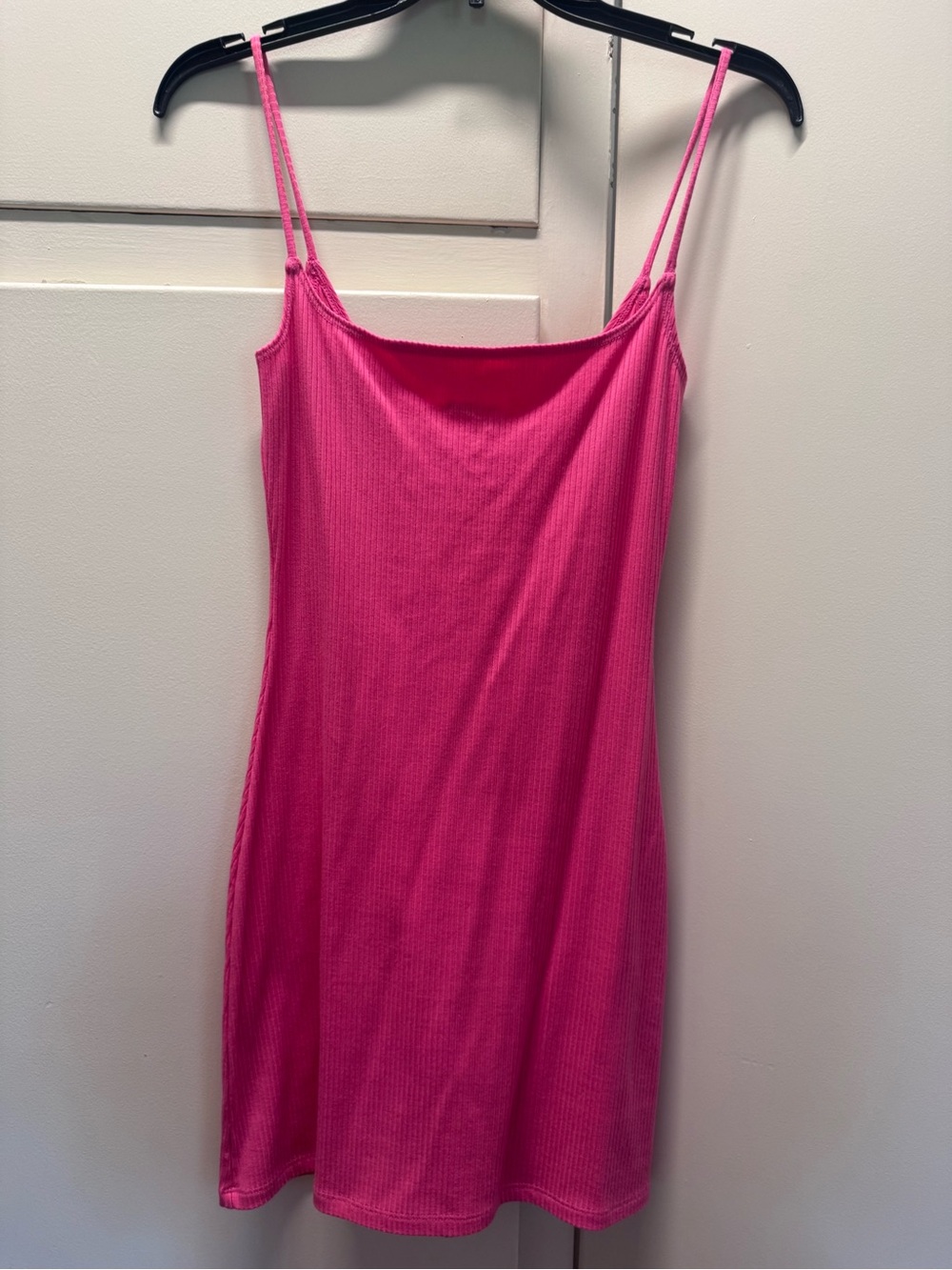 Refromations 90s style Hot Pink Ribbed Slip Dress